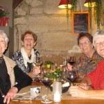 The old broads at Lorie's having French onion soup.  It was excellent.  Our waiter, Flo, took the picture.