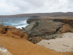 This natural bridge had recently fallen down.